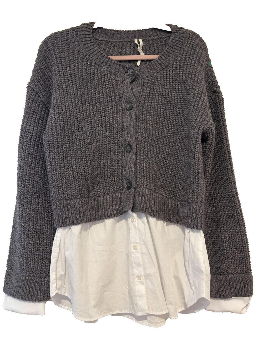 Anthropologie sz M grey buttonβ down sweater collar D
